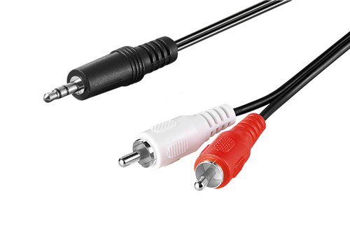 Audio Cable AUX Adapter, 3.5 mm Male to Stereo RCA Male, CU, 1 m, black - 3.5 mm male (3-pin, stereo) > 2 RCA male (audio left/right) 51648