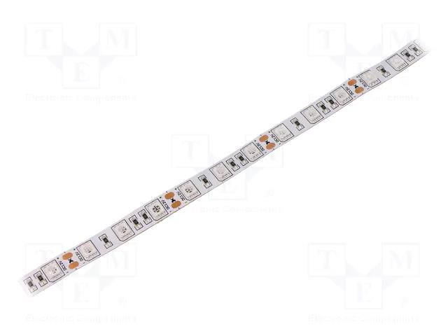 LED tape; red; 5050; LED/m: 60; 10mm; white PCB; IP20; 14.4W/m; 12VDC WISVA OPTOELECTRONICS HH-RDGI-5050FWNA