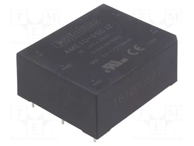 Converter: AC/DC; 10W; Uin: 85÷264VAC,120÷370VDC; Uout: 9VDC; 78% AIMTEC AME10-9SCJZ