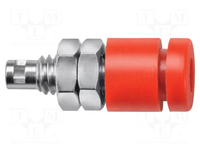 Laboratory connector: 2mm banana; socket; 10A; 33VAC; 70VDC; red SCHÜTZINGER IBU2011NI-RT