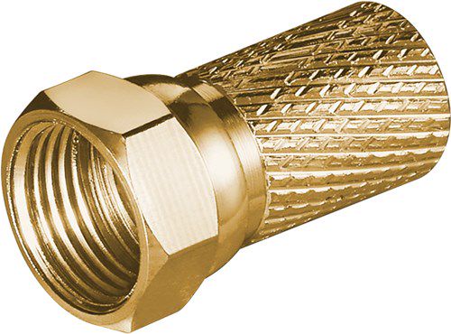 Twist-On F-Connector 7.0 mm, copper - copper-zinc, gold-plated, with wide nut 51868