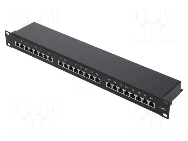 Connector: RJ45; patch panel; Cat: 6; rack; black; Height: 1U LOGILINK LOG-NP0055