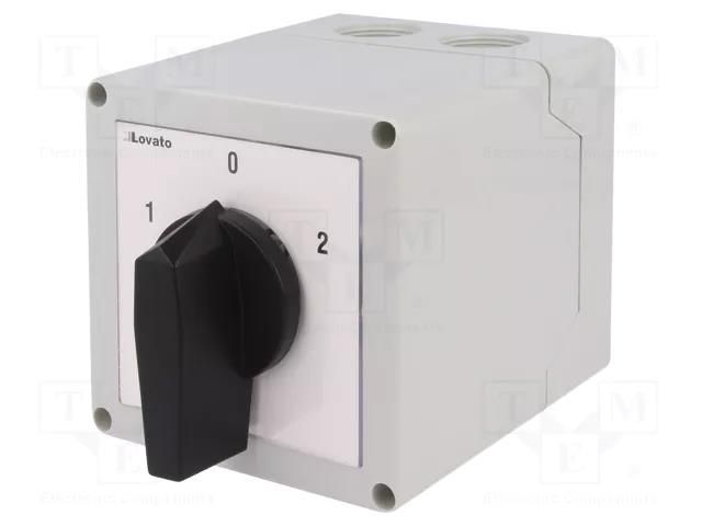 Switch: cam switch; Stabl.pos: 3; 32A; 1-0-2; in housing; Poles: 4 LOVATO ELECTRIC GX3275P