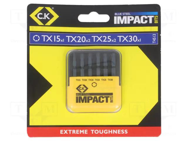 Kit: screwdriver bits; Torx®; 50mm; TX20,TX25,TX30; blister; 6pcs. C.K CK-4513