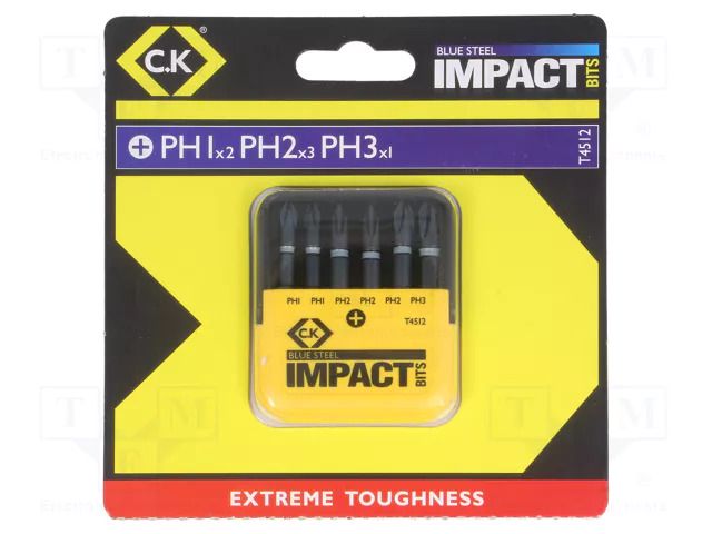 Tools set: screwdriver bits; blister; Phillips; Holder: E6,3mm C.K CK-4512