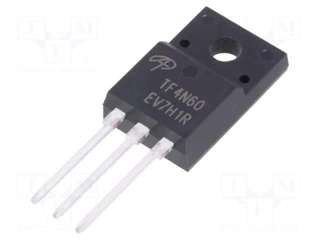 Transistor: N-MOSFET; unipolar; 600V; 2.5A; TO220F ALPHA & OMEGA SEMICONDUCTOR AOTF4N60