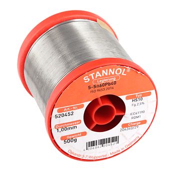 Solerwire Sn60/Pb40 1,00mm 500g räbustiga Stannol S/520452 4006062204529