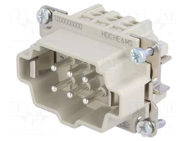 Connector: rectangular; male; HDC; PIN: 6; 24A; 500V; 6+PE; size 3 WEIDMÜLLER 1200000000