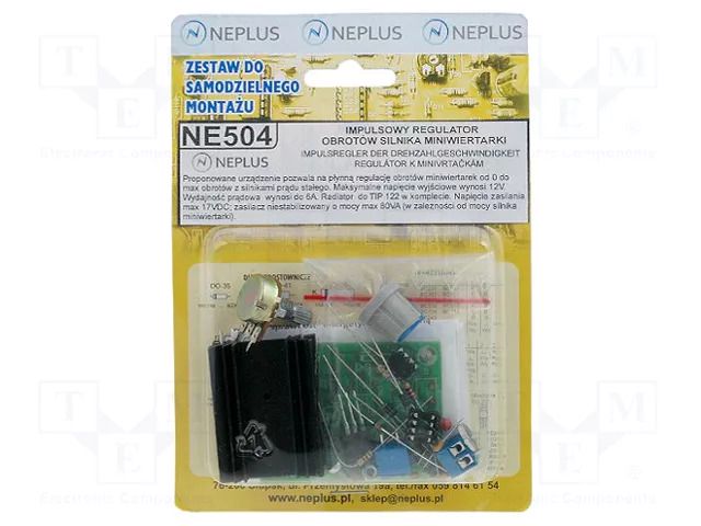 Rotations regulator; 17VDC; 12V; DC motors Nord Elektronik Plus ZSM-NE504