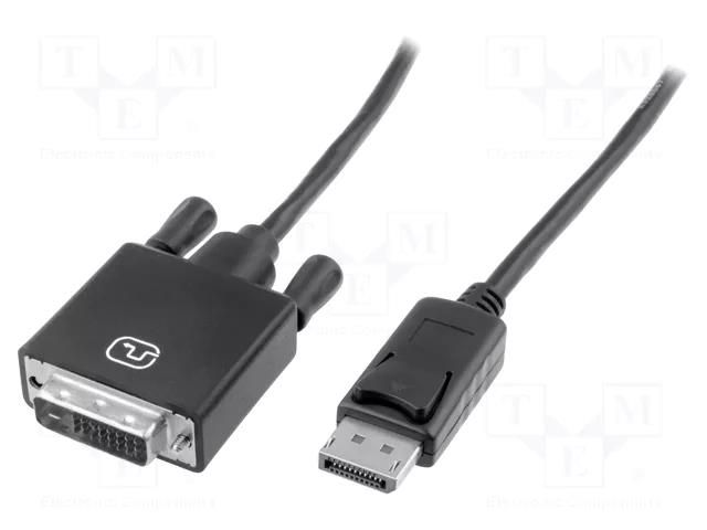 Cable; DisplayPort plug,DVI-D (24+1) plug; 3m; black DIGITUS AK-340301-030-S