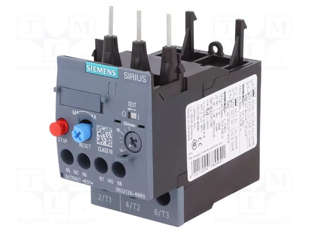 Thermal relay; Size: S0; Auxiliary contacts: NC,NO; -40÷70°C SIEMENS 3RU2126-4BB0