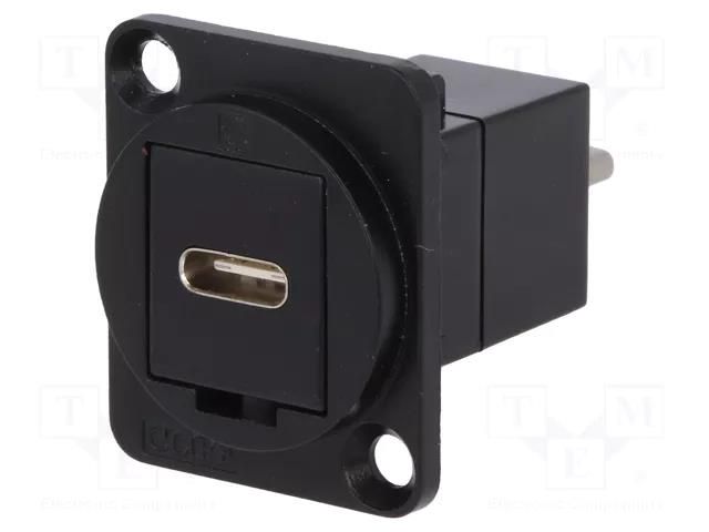 Adapter; USB C socket-front,USB C plug-back; FT; USB C; metal CLIFF CP30211MB