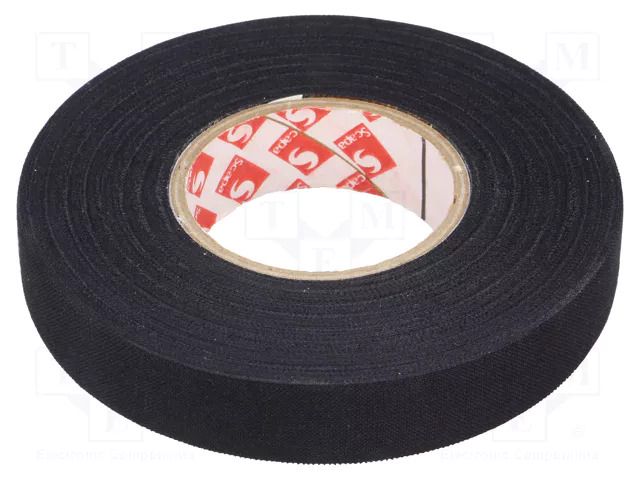 Tape: textile; W: 15mm; L: 25m; Thk: 0.25mm; caoutchouc; black; 8% SCAPA SCAPA-003-15