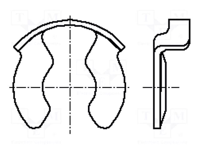 Circlip; spring steel; Shaft dia: 10mm; BN 13194; Ring: external BOSSARD B10/BN13194