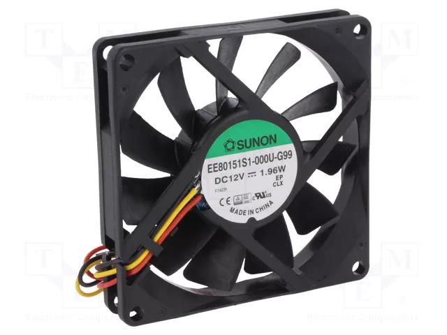 Fan: DC; axial; 12VDC; 80x80x15mm; 62.86m3/h; 34.7dBA; slide; 24AWG SUNON EE80151S1-G99