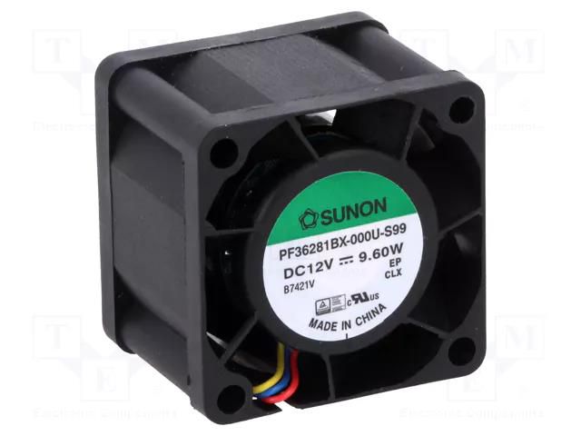 Fan: DC; axial; 12VDC; 36x36x28mm; 38.74m3/h; 61.9dBA; ball; 28AWG SUNON PF36281BX-S99