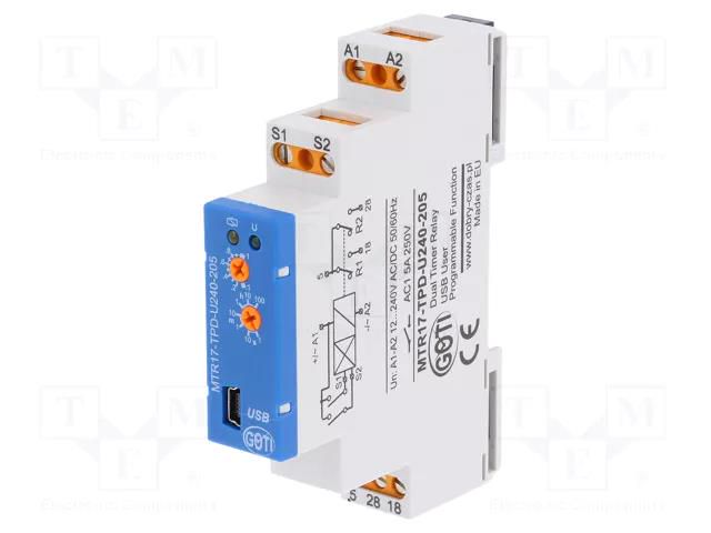 Timer; 1s÷100h; SPDT x2; 250VAC/5A; Usup: 12÷240VAC; 12÷240VDC; MTR DOBRY CZAS MTR17-TPD-U240-205