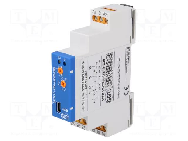 Timer; 1s÷100h; SPDT x2; 250VAC/8A; Usup: 12÷240VAC; 12÷240VDC; MTR DOBRY CZAS MTR17-TPA-U240-208