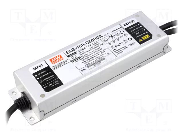 Power supply: switching; LED; 150W; 150÷300VDC; 500mA; 100÷305VAC MEAN WELL ELG-150-C500DA
