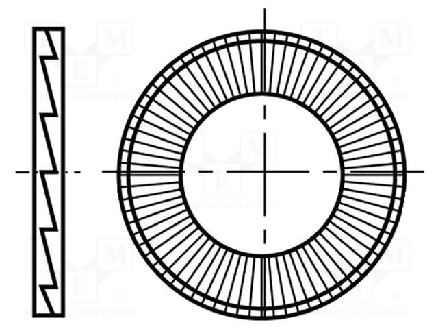 Washer; internally serrated,externally serrated; M14; D=30.7mm BOSSARD B14/30.7/BN65212