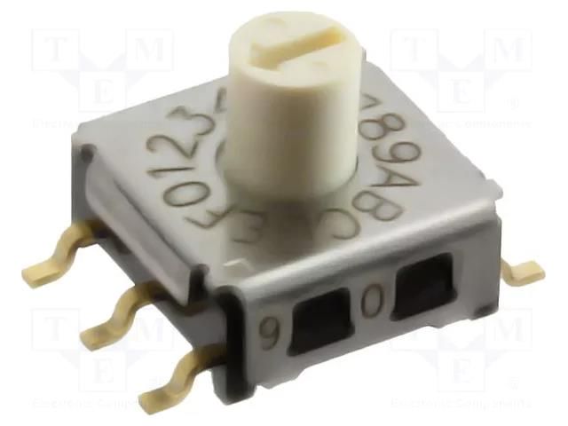 Encoding switch; HEX/BCD; Pos: 16; SMT; Rcont max: 200mΩ; 1.96Ncm OMRON Electronic Components A6KS-162RS