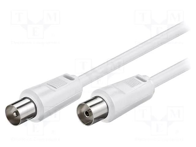 Cable; 0.5m; coaxial 9.5mm socket,coaxial 9.5mm plug; white; 75Ω Goobay AC-3C2V-0050-WH