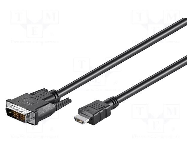 Cable; DVI-D (18+1) plug,HDMI plug; 5m; black; HDMI 1.4 Goobay HDMI-DV020.050