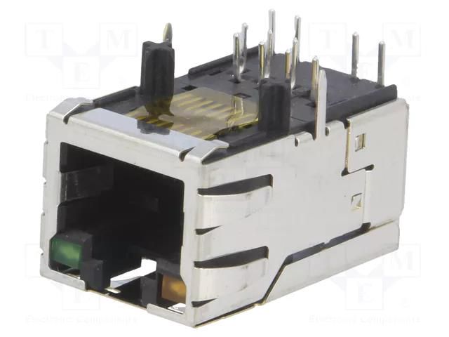 Connector: RJ45; socket; PIN: 8; shielded,with LED; Layout: 8p8c BEL FUSE SI-50158-F