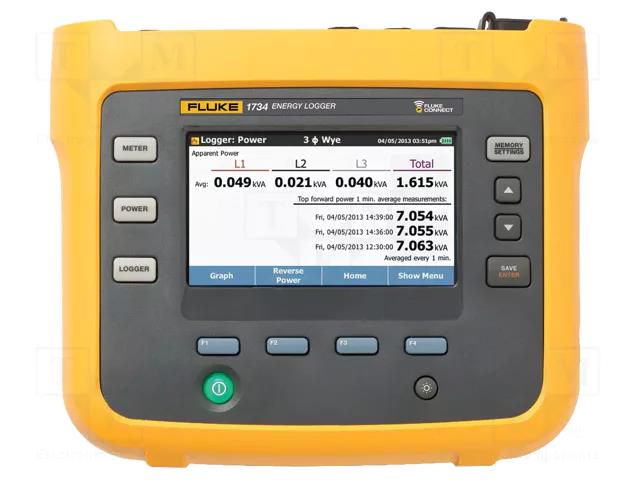 Meter: power logger; colour,LCD TFT 4,3"; Network: three-phase FLUKE FLK-1734BASIC