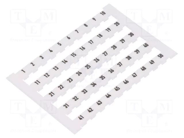 Marker; 6,2mm wide terminals; white; W: 6mm; H: 5mm; Marking: 1-50 WEIDMÜLLER DEK6-FW1-50