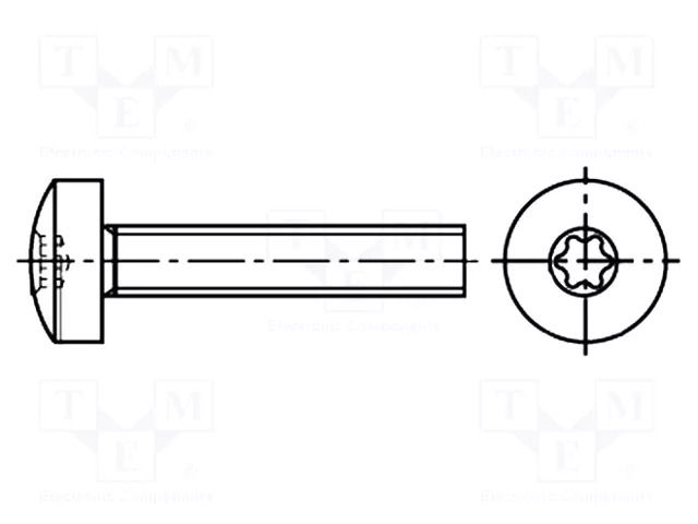 Screw; M3x16; 0.5; Head: cheese head; Torx®; TX10; steel; zinc BOSSARD B3X16/BN30503