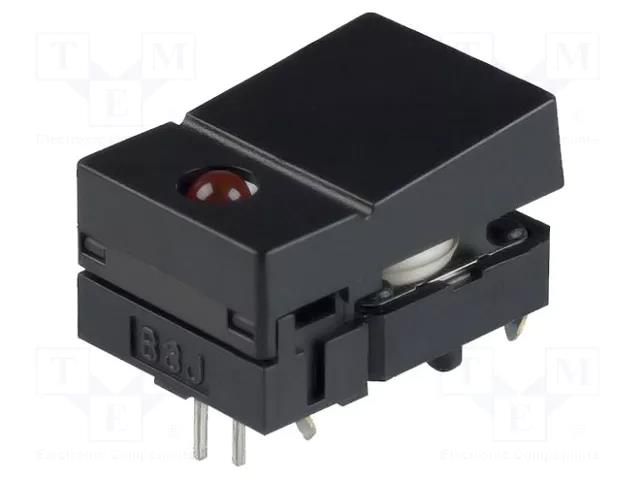 Switch: keypad; Pos: 2; SPST-NO; 0.05A/24VDC; black; LED; red; THT OMRON Electronic Components B3J-2100