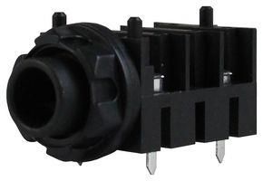 TJ SERIES, 4 PIN 1/4" JACK, HORIZONTAL PCB MOUNT, HALF-THREADED NOSE 52AK3764 IO-TJ4HH