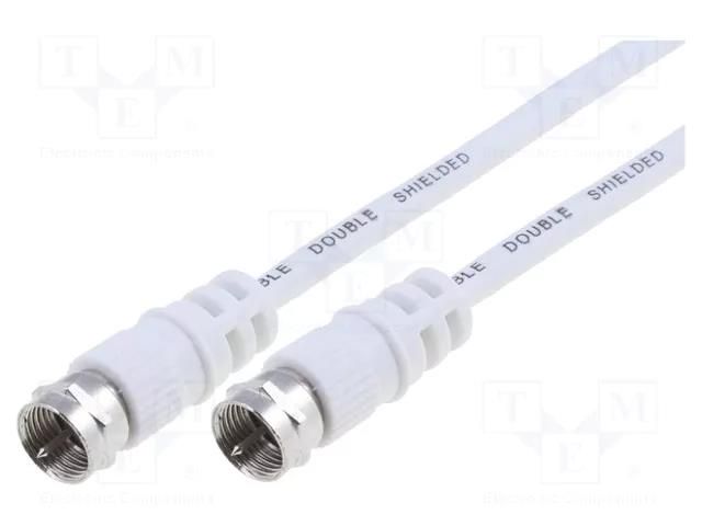 Cable; 15m; F plug,both sides; white Goobay CABLE-F/F-15