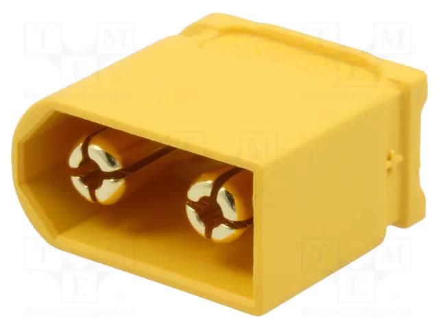 Connector: DC supply; plug; XT60; male; PIN: 2; for cable; soldering AMASS XT60U-M