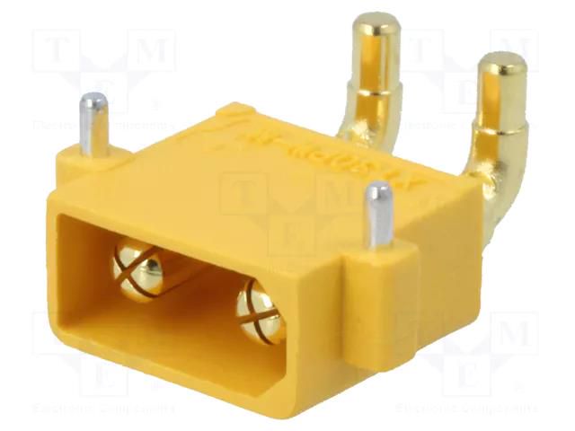 Connector: DC supply; socket; XT30; male; PIN: 2; on PCBs; THT; 15A AMASS XT30PW-M