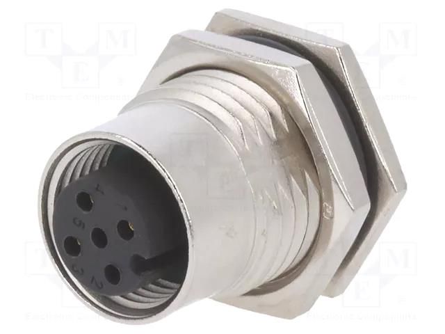 Connector: M12; socket; PIN: 3; female; 250V; IP68,IP69K; THT; metal AMPHENOL LTW 12-03PFFP-SF8001