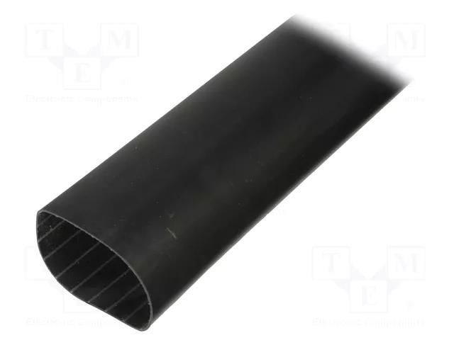 Heat shrink sleeve; glued; 3.5: 1; 75mm; L: 1m; black HELLERMANNTYTON MA47-75/22-BK