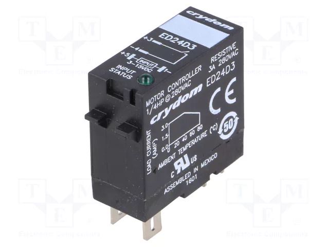 Relay: solid state; Ucntrl: 3÷15VDC; 3A; 24÷280VAC; ED; industrial SENSATA / CRYDOM ED24D3