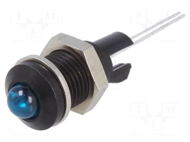 Indicator: LED; prominent; blue; Ø8mm; for PCB; brass; ØLED: 5mm MENTOR 2665.8063