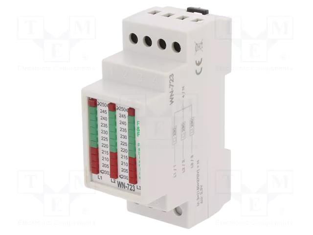 Module: voltage indicator; 3x250VAC; IP20; for DIN rail mounting F&F WN-723