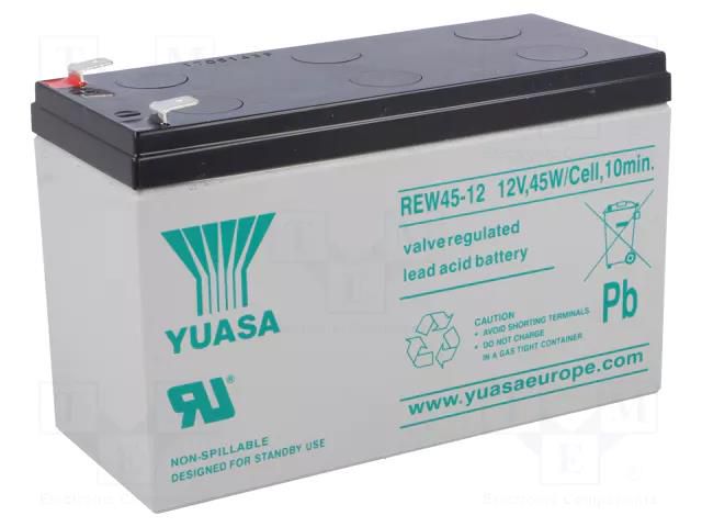 Re-battery: acid-lead; 12V; 8Ah; AGM; maintenance-free; 45W; 2.7kg YUASA ACCU-REW45-12/Y