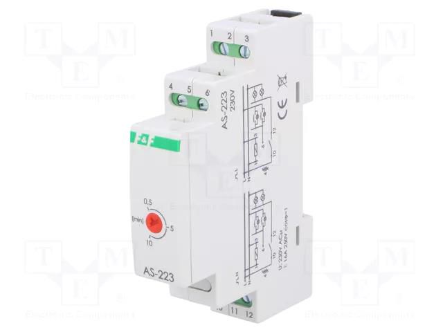 Staircase timer; for DIN rail mounting; 230VAC; IP20; 10A F&F AS-223