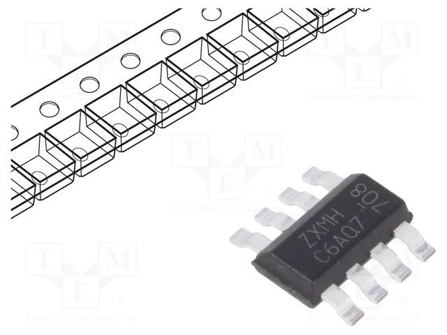 Transistor: N/P-MOSFET x2; unipolar; 60/-60V; 1.4/-1.2A; 1.3W DIODES INCORPORATED ZXMHC6A07T8TA