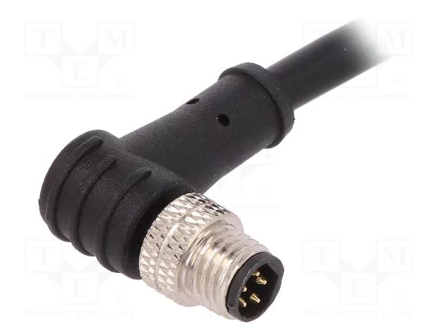 Connector: M8; male; PIN: 5; 1.5A; 30V; IP67; angled; plug; 1m; PVC BULGIN PXPPVC08RAM05BC010