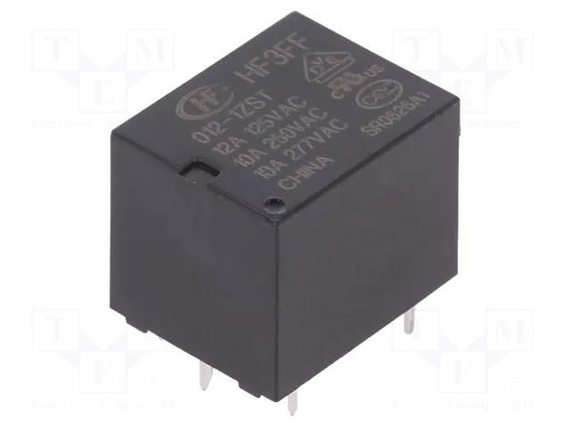 Relay: electromagnetic; SPDT; Ucoil: 12VDC; 10A; 10A/277VAC; PCB HONGFA RELAY HF3FF/012-1ZST