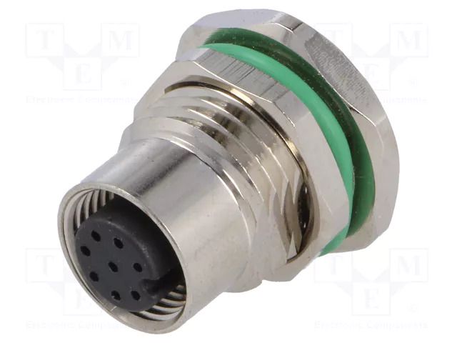 Connector: M12; socket; PIN: 8; female; 30V; IP67; THT; 2A BULGIN MBNI12RPF08APCM16