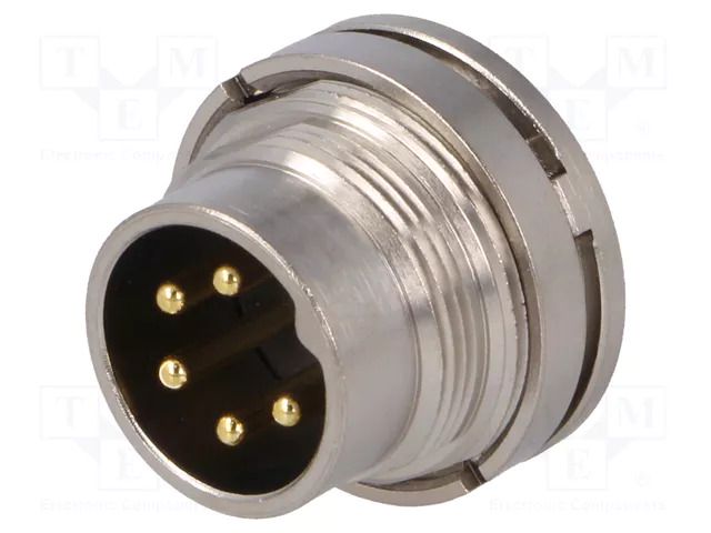 Connector: M16; socket; male; PIN: 5; 6A; 250V; soldering; straight BULGIN PXMBNI16RPM05ASC