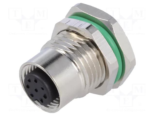Connector: M12; socket; PIN: 8; female; 30V; IP67; THT; 2A BULGIN MBNI12RPF08APCPG9