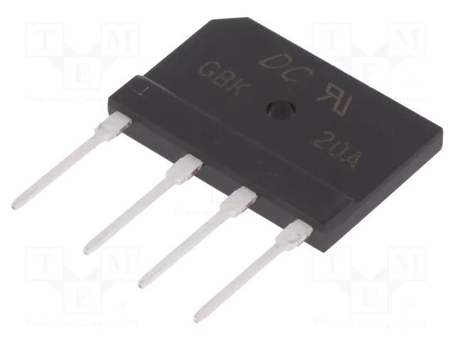 Bridge rectifier: single-phase; Urmax: 50V; If: 20A; Ifsm: 250A DC COMPONENTS GBK20A